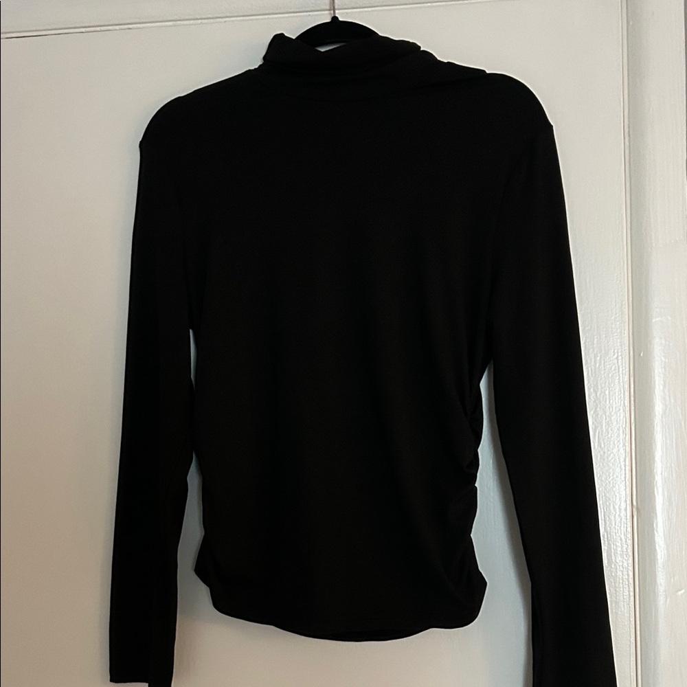 SHEIN Black Long Long sleeve Turtleneck with ruching detail on the sides